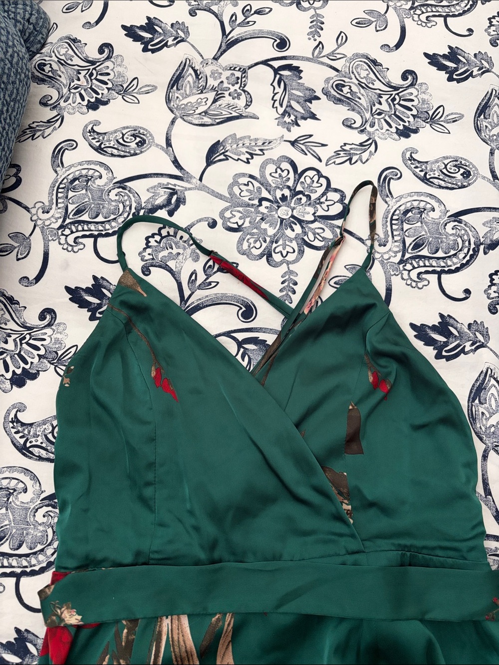 Lulu's Emerald Green Floral Maxi Slip Dress - Picture 5 of 5